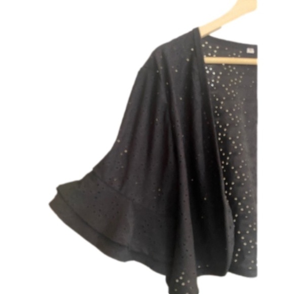 NWT Black 3/4 Ruffle Sleeve Cropped Open Bolero Cardigan - Picture 6 of 13